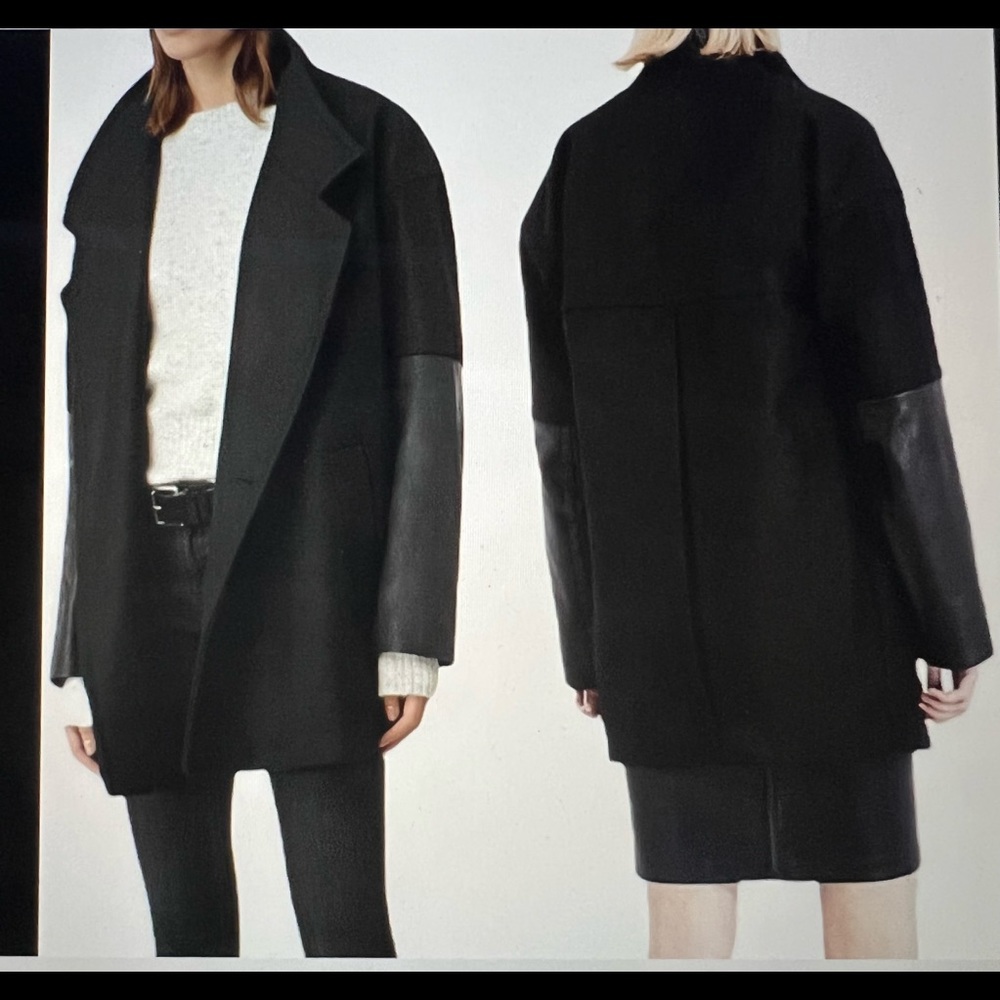 ALLSAINTS Meade Lea Leather-Sleeve Coat